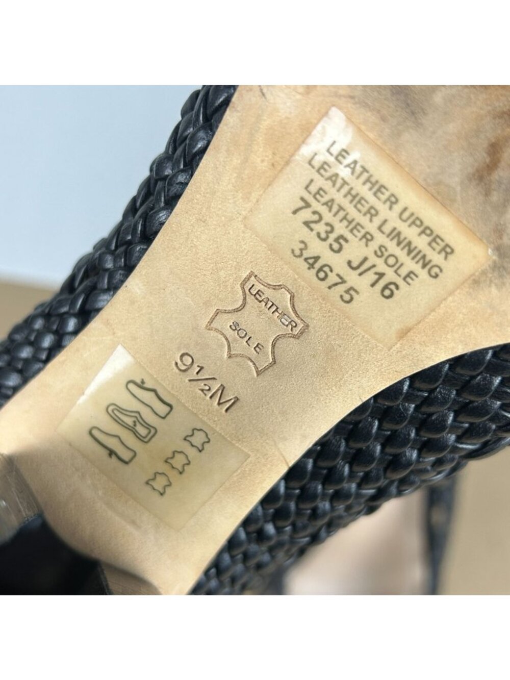 Tory Burch Grove Woven 100mm Pumps Womens 9.5 Black Leather Horseshoe Heel - Picture 5 of 10